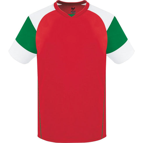 Russell Athletic Mundo Jersey (322860-C), Color 'Scarlet/Kelly/White'